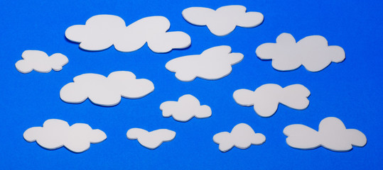 cloud background,  white paper cloud with blue background, blue sky