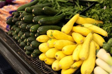 Fresh squash and zucchini at a local market.
