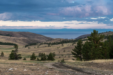 View of Lake Baikal and the Tazheran steppes