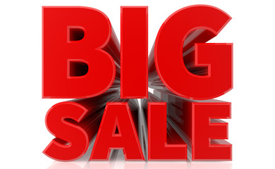 3D BIG SALE word on white background 3d rendering