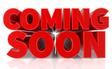 3D COMING SOON word on white background 3d rendering