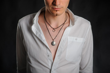 Close up portrait of a charismatic sexy young man