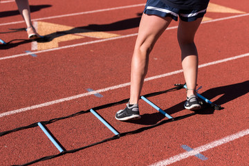 Fototapeta premium Ladder Agility Drills on Running Track