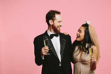 You don't say- wedding couple laughing