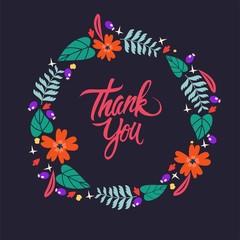 Floral vector wreath frame with the text 