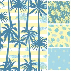 Fototapeta na wymiar Palm tree pattern. Seamless hand drawn textures on exotic trendy background. Nature textile print. Modern tropical template for web, card, placard, poster, cover, flyer, invitation, brochure, banner.