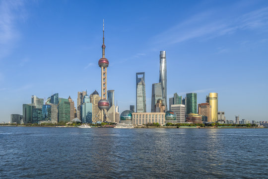 Shanghai skyline in sunny day, China.