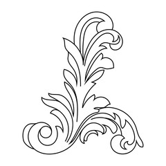 Vintage baroque ornament, corner. Retro pattern antique style acanthus. Decorative design element filigree calligraphy vector. - stock vector