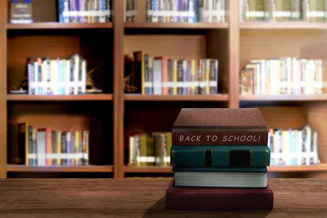 Stack of books with back to school text on the book
