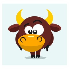 cute little bull cow ox cattle mascot cartoon character