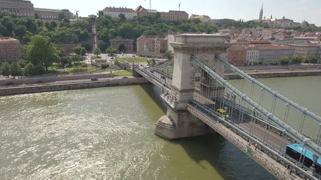 Aerial view of Chain bridge - Budapest, Hungary