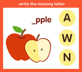 write the missing letter,illustration, vector