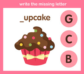 write the missing letter,illustration, vector