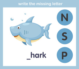 write the missing letter,illustration, vector