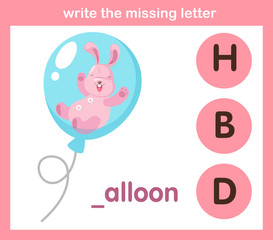 write the missing letter,illustration, vector
