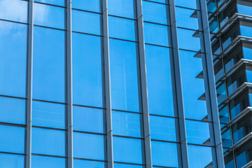 Close-Up of Modern Office Buildings in city of China.