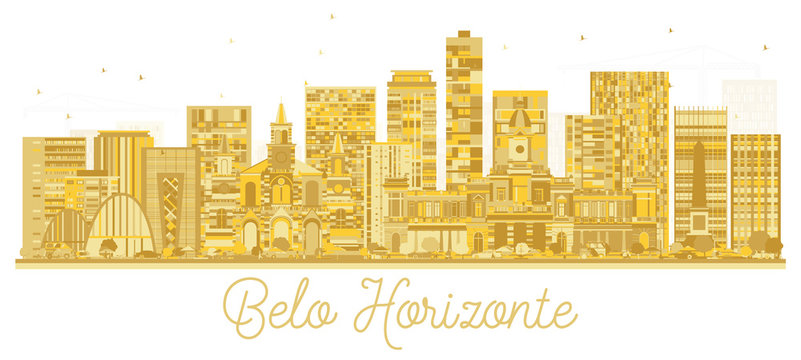 Belo Horizonte Brazil City Skyline Golden Silhouette.