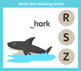 write the missing letter,illustration, vector