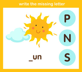 write the missing letter,illustration, vector