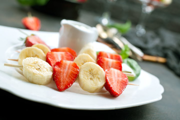 banana with strawberry