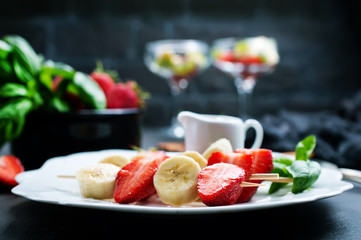 banana with strawberry