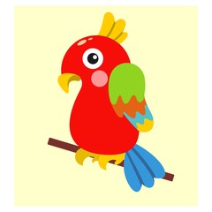 cute funny colorful parrot bird mascot cartoon character