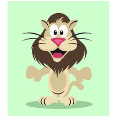 Obraz na płótnie Canvas friendly cheerful lion mascot cartoon character