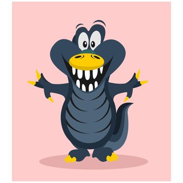 friendly cheerful alligator crocodile mascot cartoon character