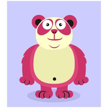 cute fat chubby pink panda bear mascot cartoon character