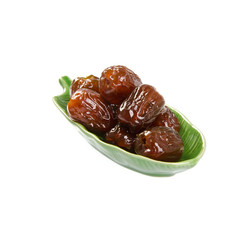 Dried preserved. Sweet syrup monkey apple or Chinese date on background