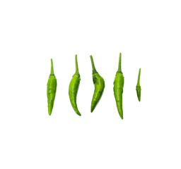 green chili on white background