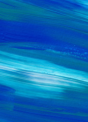 Blue Abstract acrylic painting for use as background, texture, design element. Modern art with brush stroke texture