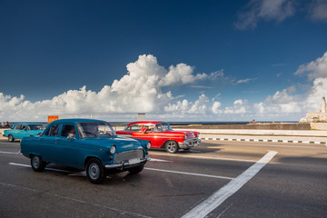 Classic cars on the Malecon in Havana, Cuba