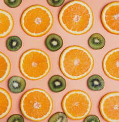 Sliced oranges and kiwis.