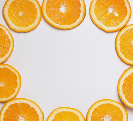 Orange slices on the white background