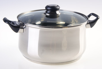 pot, Stainless steel pot on white background