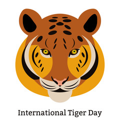 International Tiger Day. July 29. Wild mammal is an animal. Cartoon style.