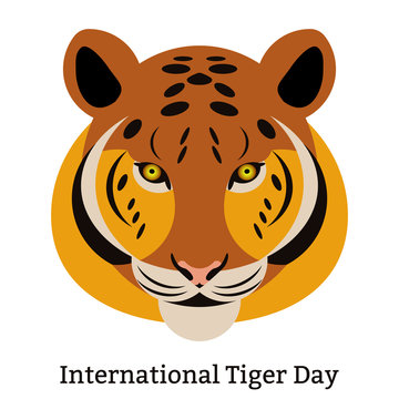 International Tiger Day. July 29. Wild mammal is an animal. Cartoon style.