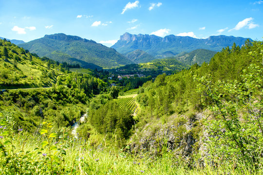 mountain landscape in the Drome in France