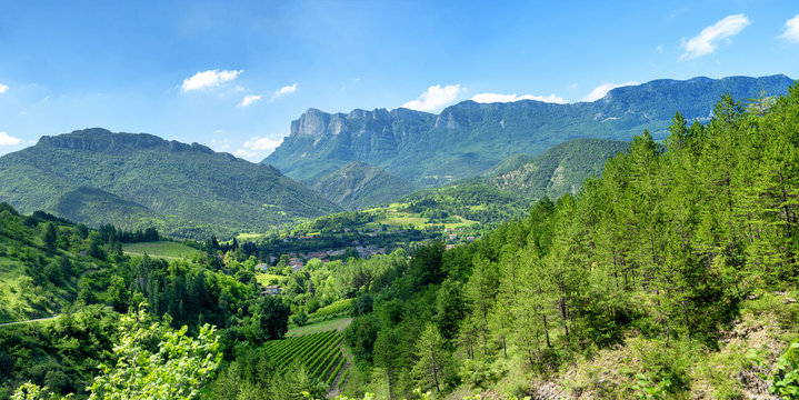 mountain landscape in the Drome in France