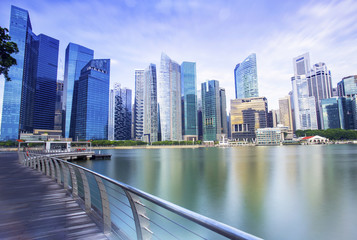 Fototapeta premium Singapore skyscraper with modern building around Marina bay