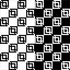 Black and white geometric ornaments. Set of seamless patterns