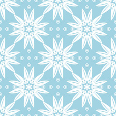 White floral seamless pattern on navy blue background