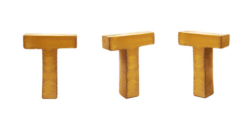 Single sawn wooden letter isolated