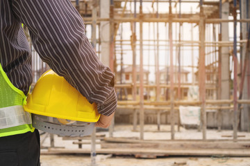Fototapeta premium professional engineer worker at the house building construction site
