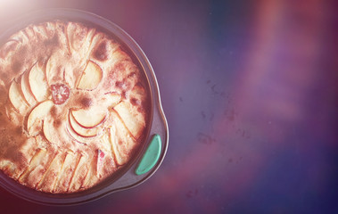 Preparation of apple pie at home. Homemade pastries with apples