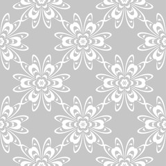 Gray and white floral ornament. Seamless pattern
