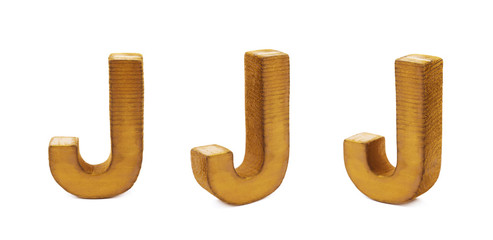 Single sawn wooden letter isolated