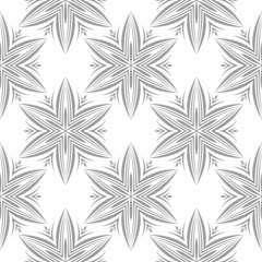 Gray floral seamless design on white background