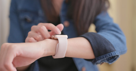 Woman use of smart watch